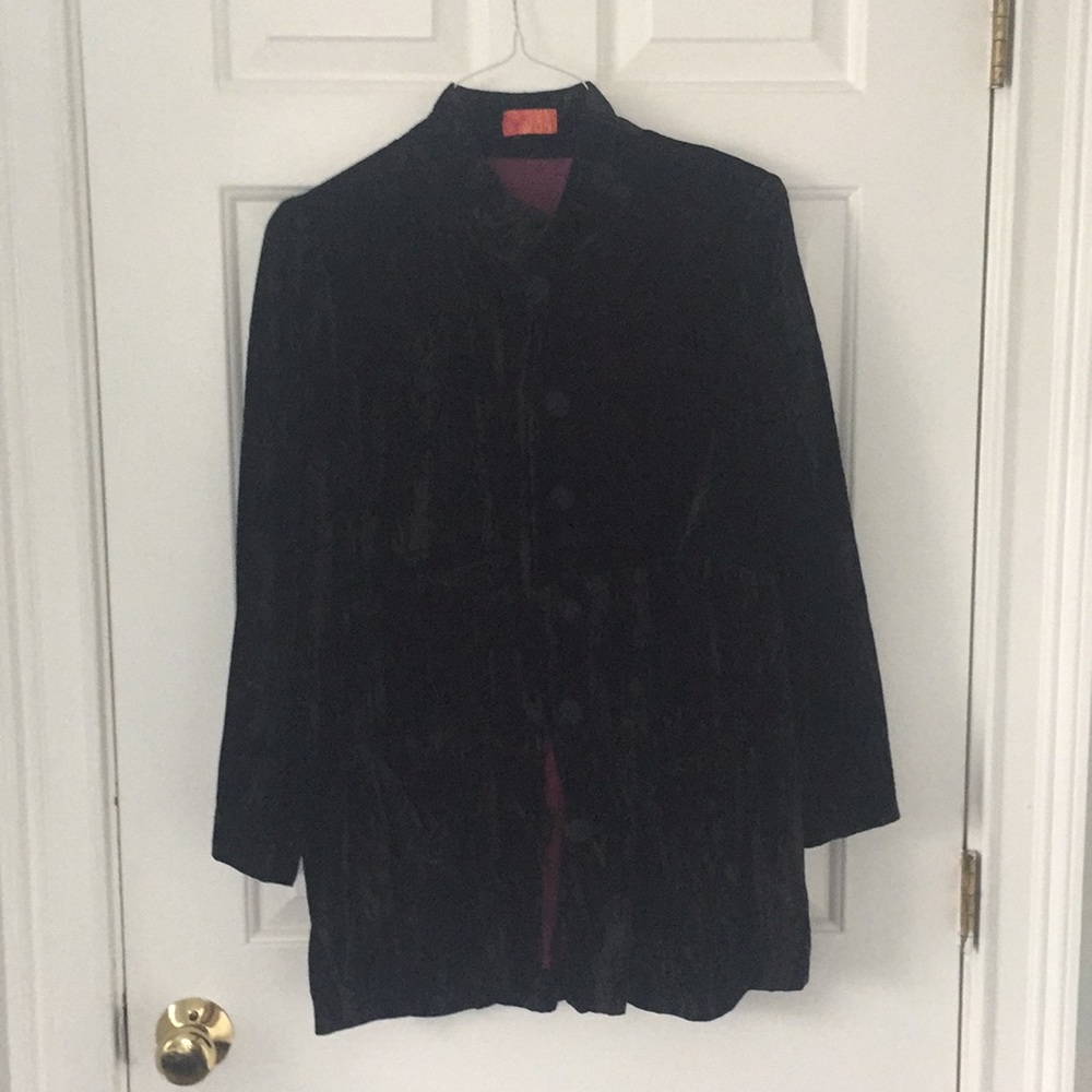 Crushed black velvet lightweight jacket